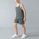 thumbnail image 4 of Conjuntos de camiseta sin mangas con cuello redondo para niños, camiseta sin mangas de color liso con cuello redondo y pantalones cortos con cintura elástica, conjunto de dos piezas de poliéster para, 4 of 9