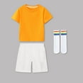 thumbnail image 4 of Girls First Day of School Outfits Set Casual Short Sleeve Tees Shorts Rainbow Socks Cotton Summer Going Out Clothes 7 Years, Orange, 4 of 4