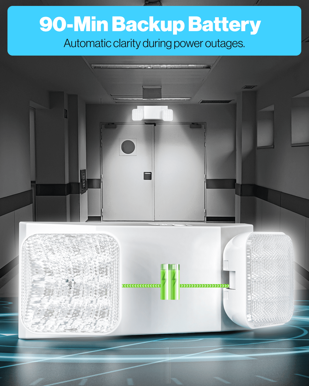 Sunco LED Emergency Lights, Commercial Lighting for Business, Power Outages, Offices, With Backup Battery (90 Minutes), Wall Mount, Hard Wired, 120-277V, Fire Resistant (94V-0) UL.