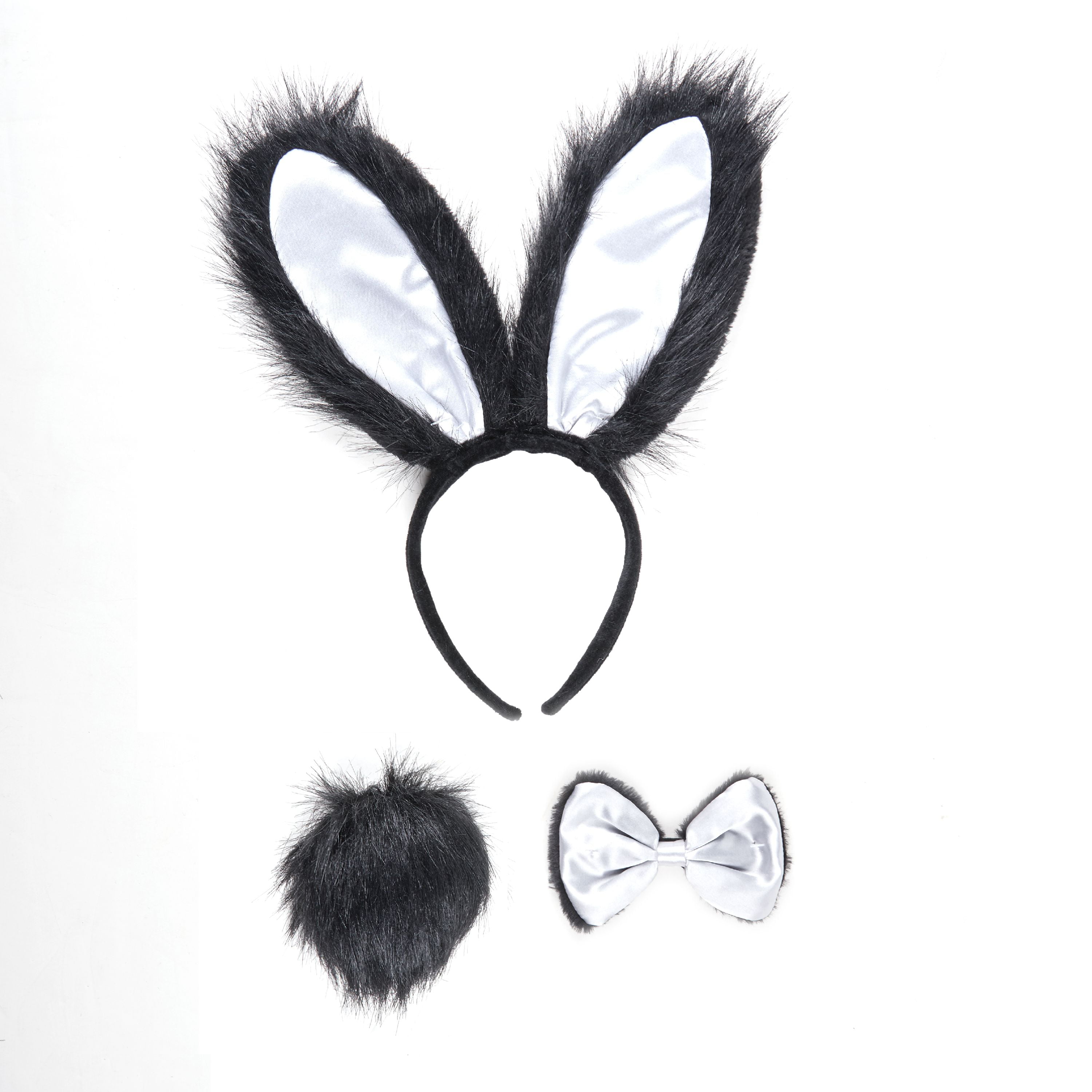 Halloween Black Bunny Kit - Costume accessory for Adults, 3pcs/set ...