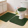 thumbnail image 2 of Solid Dark Green Bath Mat 3 Piece Bathroom Rug Set, Retro Minimalism Abstract Denim Texture Non Slip Bath Rug Contour Mat and Toilet Lid Cover, Absorbent Shower Mats Soft Bath Rugs and Mats Sets, 2 of 8