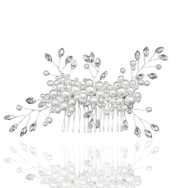 Peineta nupcial para mujer, joyería de perlas, joyería para el cabello nupcial, peineta para boda, joyería elegante para la cabeza