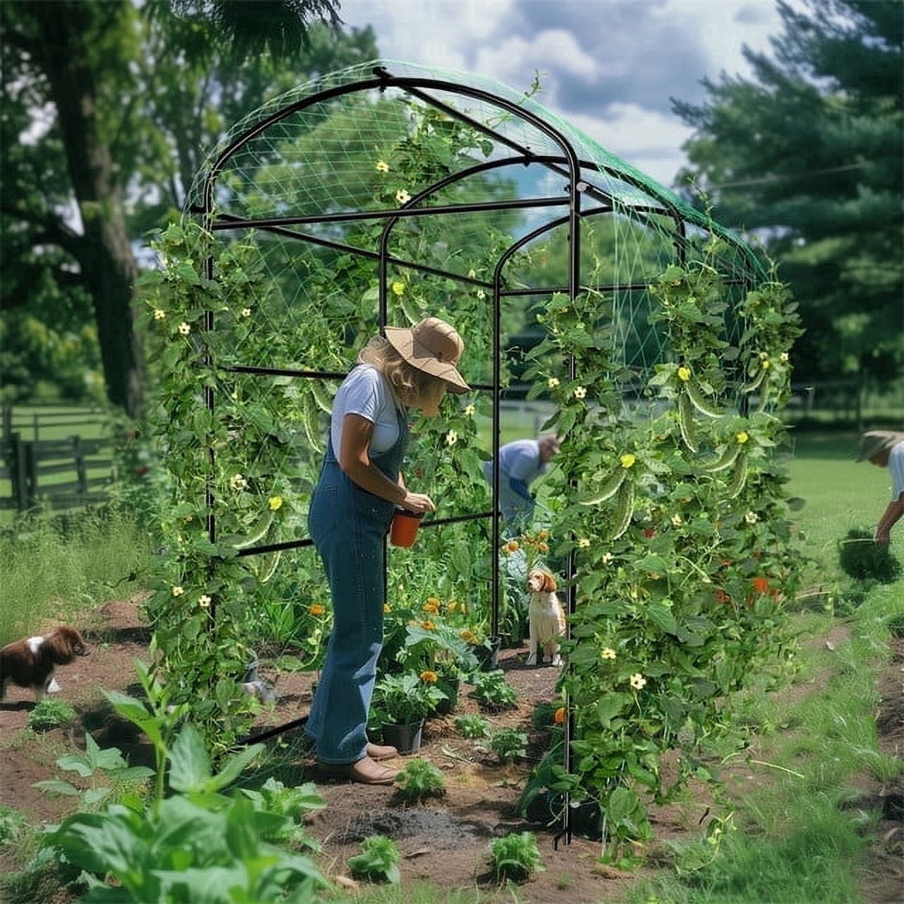 Large U-Shape Garden Trellis Arch Cucumber Trellis Support for Tomato Squash Bean Grapes, 47.24x71.65x87.40 inch