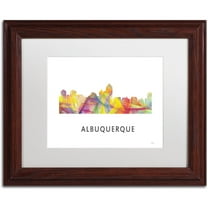 Trademark Fine Art 'Albuquerque NM Skyline WB-1' Canvas Art by Marlene Watson, White Matte, Wood Frame