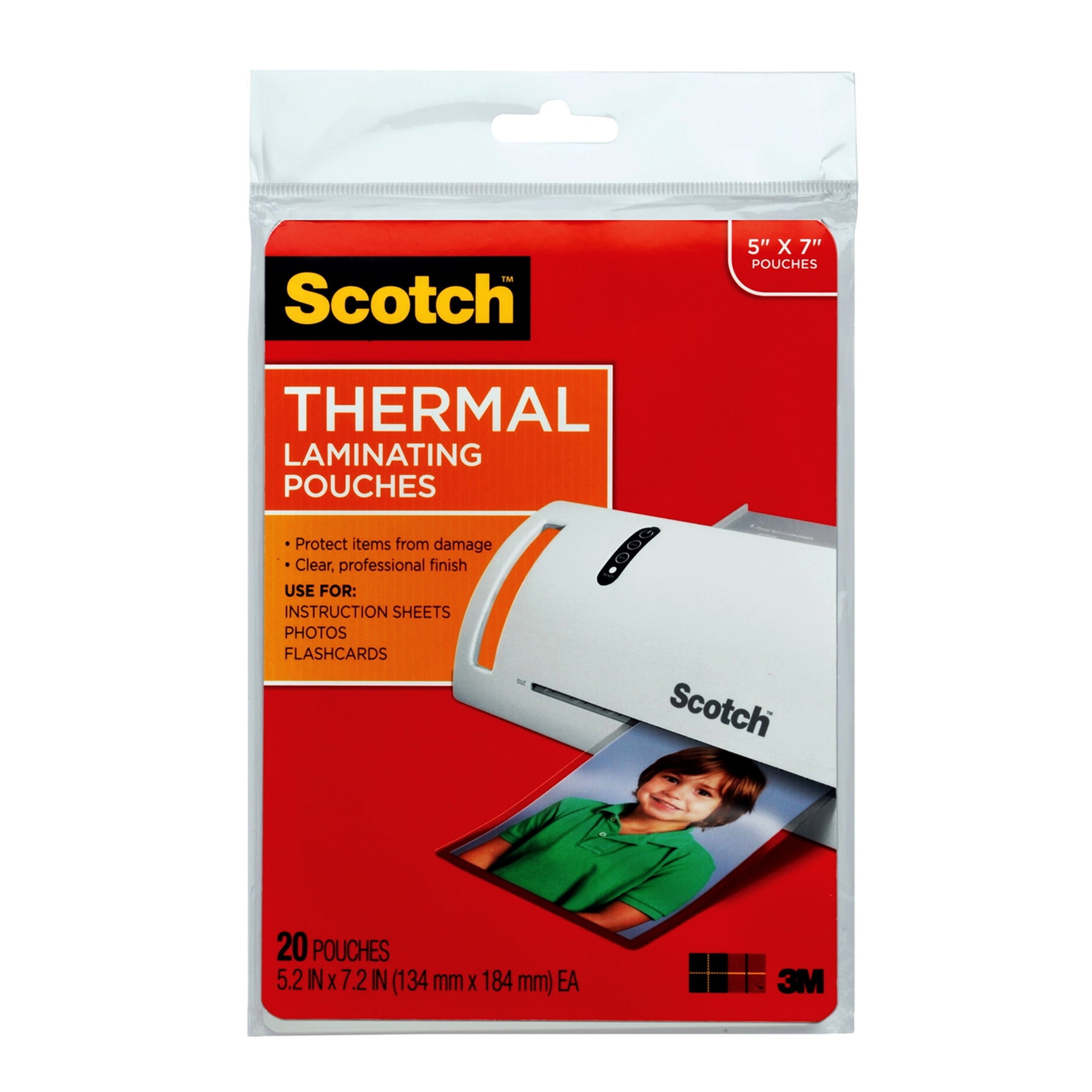 Scotch Thermal Laminating Pouches, 5 mil, 5" x 7", 20 Per Pack, 3 Packs
