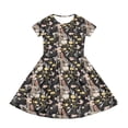 thumbnail image 3 of YOUYEDIAN Girls Easter Dress Kids Festival Cute Bunny Print A-Line Dresses Teen Casual Short Sleeve Crew Neck Sundress with Pockets (Brown, 13-14 Years), 3 of 5