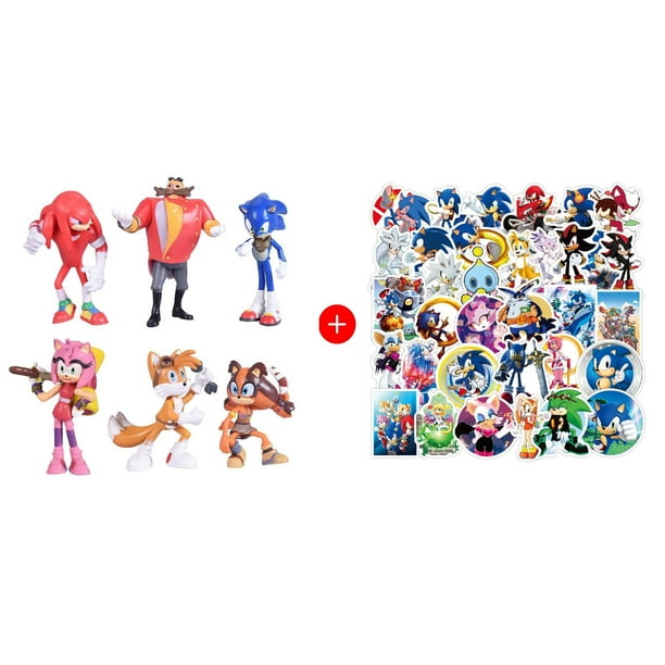 Set Of 6pcs Sonic Action Figures 5 7cm Tall Collect Sonic Knuckles Tails Amy And Evil Dr Eggman Included 25 Pcs The Hedgehog Stickers Walmart Com Walmart Com