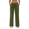 thumbnail image 6 of HADST Women's Drawstring Waist Straight Leg Pants Side Pockets Lightweight Cotton Linen Trousers for Casual Summer, 6 of 7