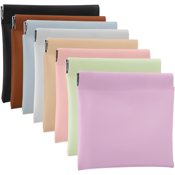 8Pcs snap closure pouch Organizer Pouch, Small Women's Leather Pouches for Purse, Mini Makeup Bag for Cosmetics Headphones Jewelry Lipstick