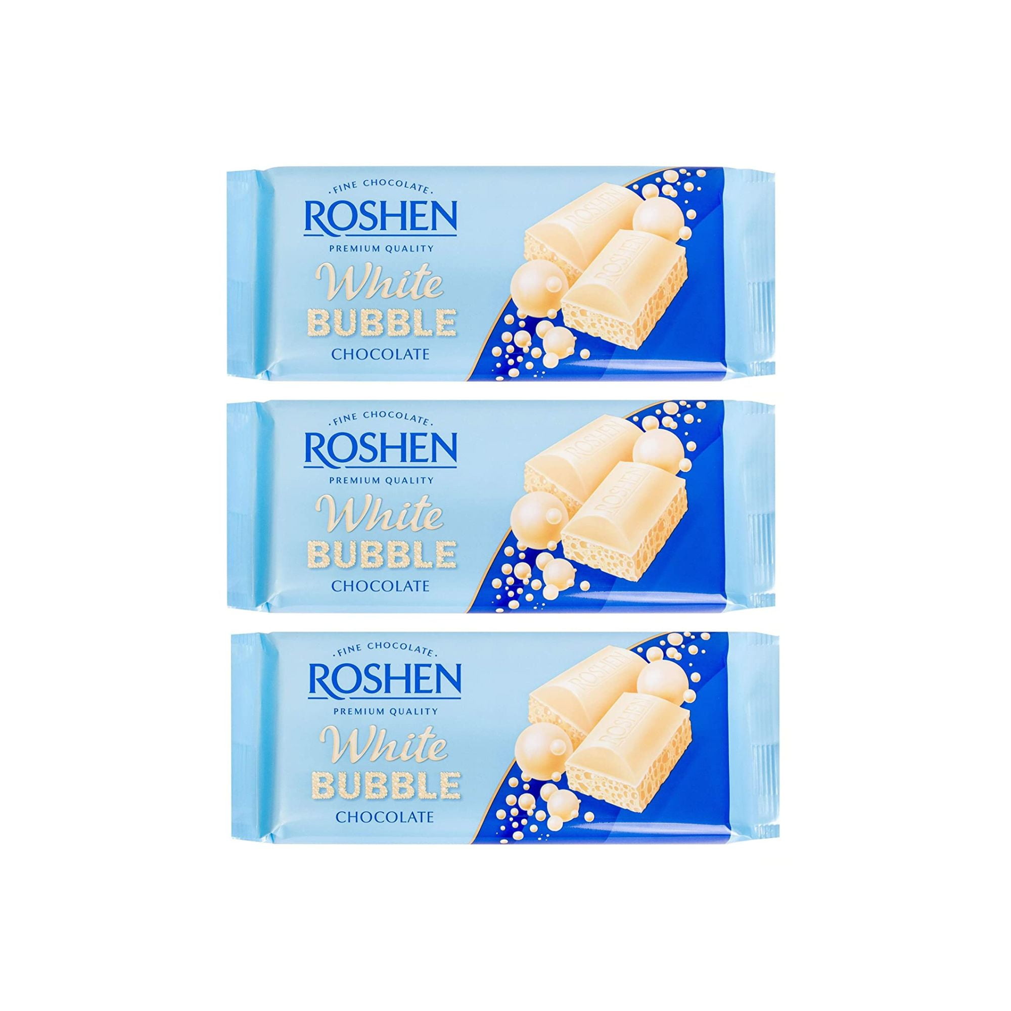Roshen "Aerated" Fine White Bubble Chocolate Bar, Kosher and Halal (2.