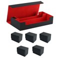 thumbnail image 3 of Boîte de Rangement en Cuir PU avec Fermeture pour Cartes de Collection, Cartes de Baseball, Football, Basketball, Cartes de Sport, Noir Rouge, 3 of 8