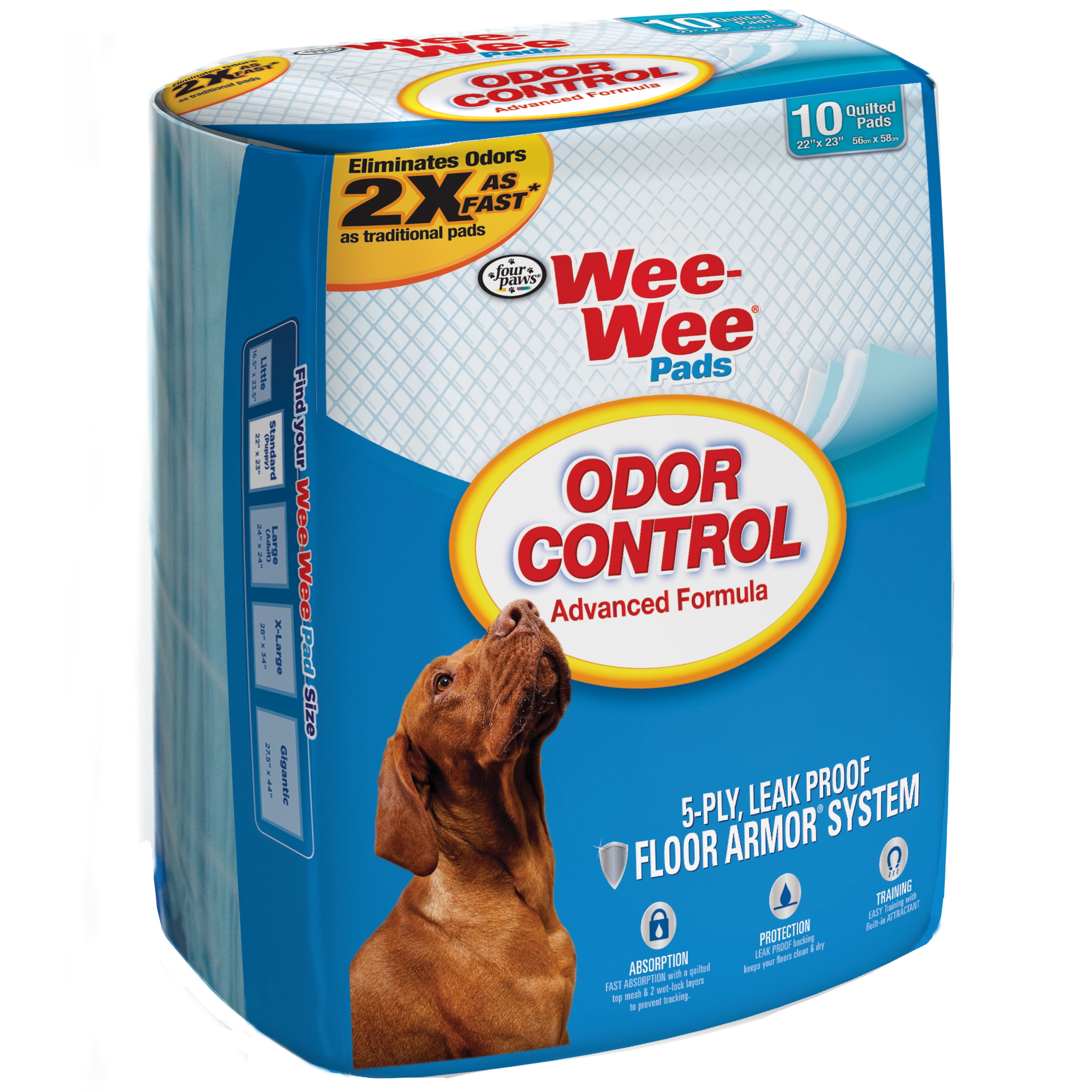 Four Paws Odor Control WeeWee Control Training Pads, 10 Count