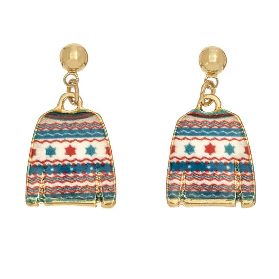 Women's Blue Ugly Holiday Sweater Earrings By Howard's