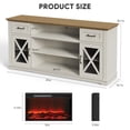 thumbnail image 3 of Fireplace TV Stand for 70inch TVs, LEGAHOME Modern 63" TV Stand with 30" Fireplace, Entertainment Center with Storage Drawers, Brown Tabletop and White Cabinet, 3 of 9