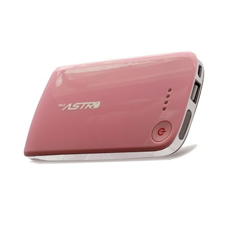 Pyle Universal Power Adapter Backup High Capacity External Battery Charging Device 5,000mAh, USB 5V/1A Output, USB Charging Cord and 5 Charging Adapters - Pink