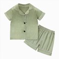thumbnail image 3 of WXFAZCVU Girls' Short Sleeve Pajama Set Button Down Shirt and Shorts Soft Kids Sleepwear Size 5-6 Years, 3 of 4