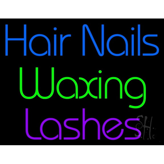 Hair Nail Waxing Lashes LED Neon Sign 15 x 19 - inches, Black Square Cut Acrylic Backing, with Dimmer - Bright and Premium built indoor LED Neon Sign for Spa interior decor and storefront.