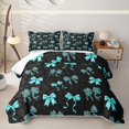 thumbnail image 2 of spefrowx Fashion Polkadot Bow Bed Spread Queen for Girls Boys, Turquoise Leopard Print Queen Coverlet Set, 3 Pieces, 2 of 7