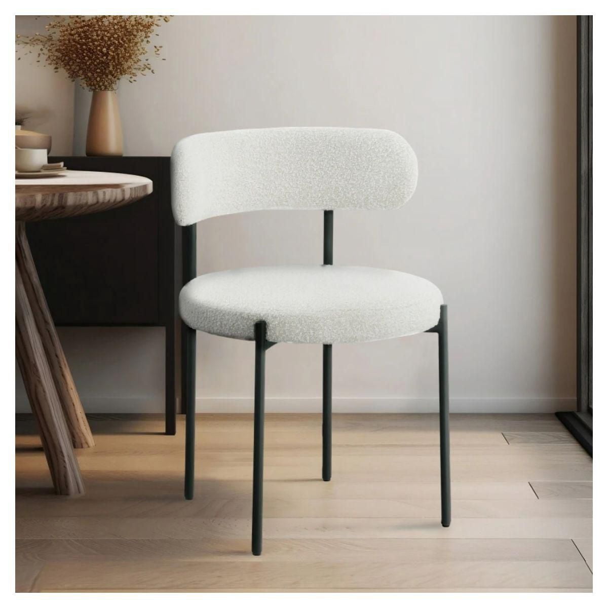 Chaise Boucle Federica II de couleur blanche -  Lot de 2