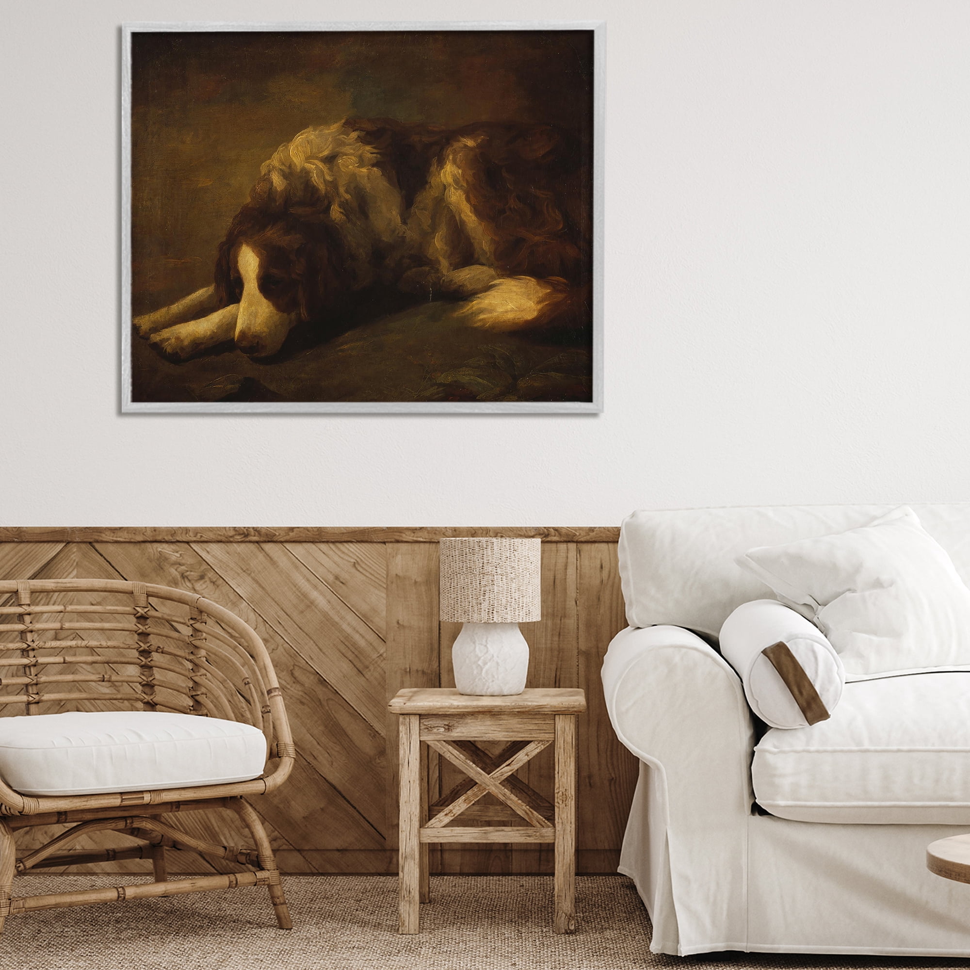 Stupell Industries Dim Lighted Classic Dog Gray Framed Giclee Art, design by Lil' Rue