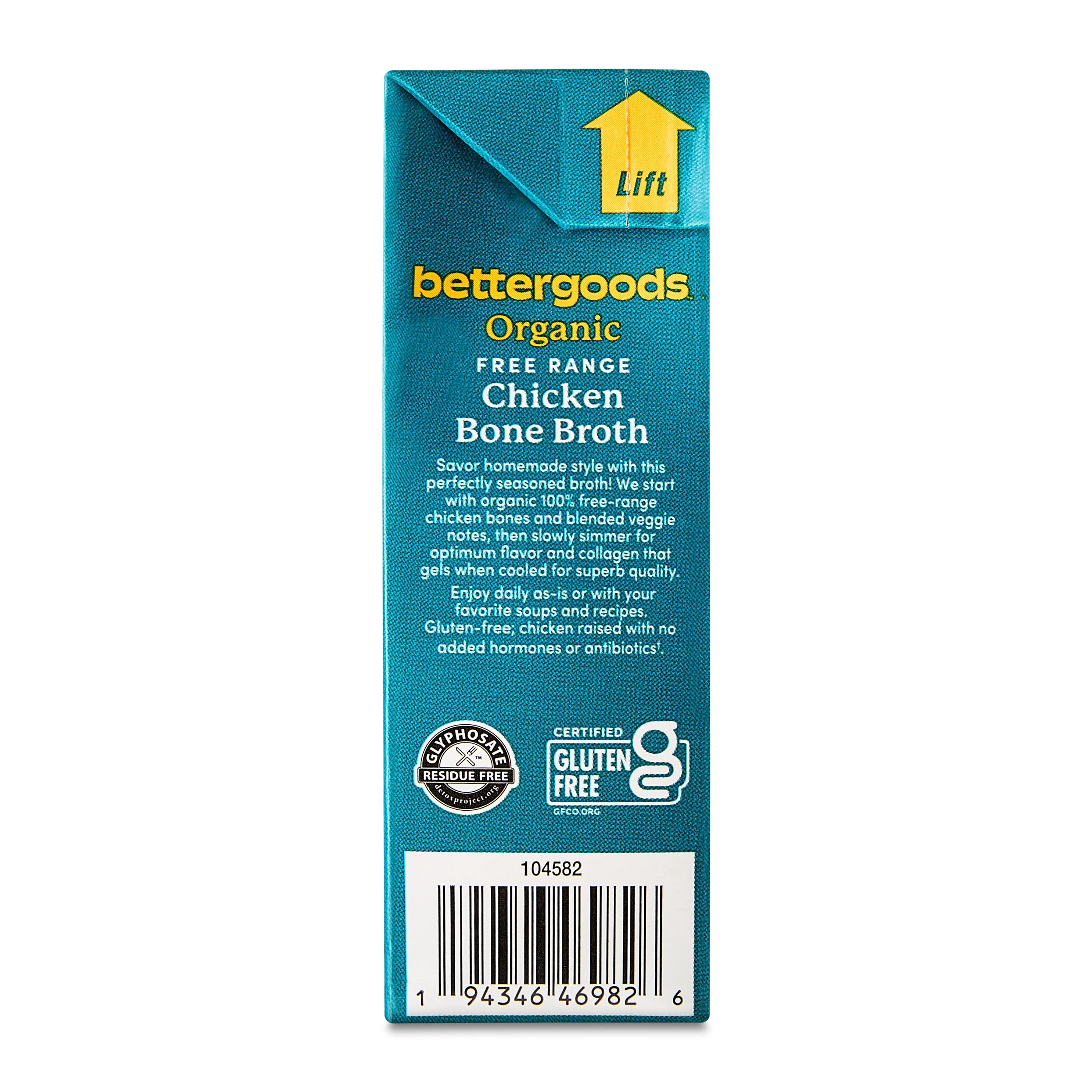bettergoods Organic Free Range Chicken Bone Broth, 16.9 oz Carton