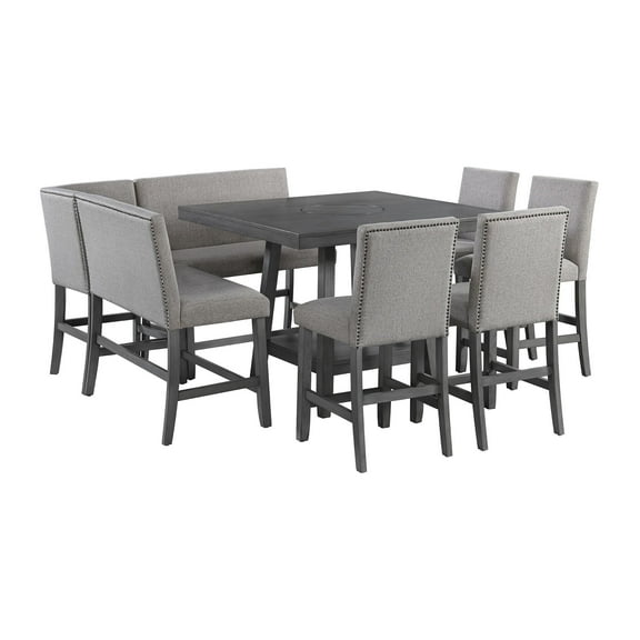 Picket House Furnishings Hester 8PC Counter Height Dining Set in Gray