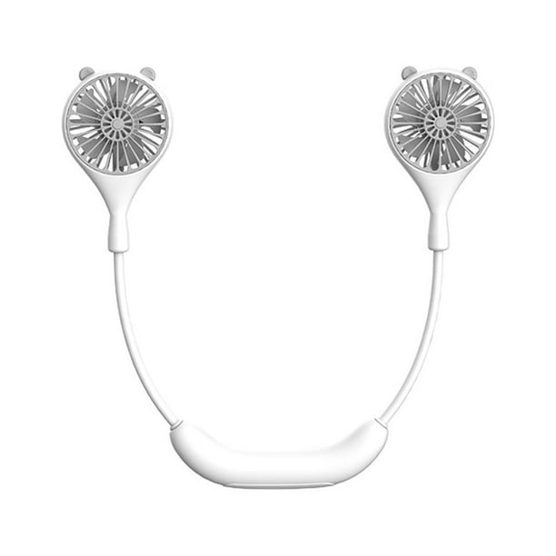 Ventilador colgante de cuello ABS Inteprter enfriador de ventiladores alimentado por batería ergonómico de verano Blanco