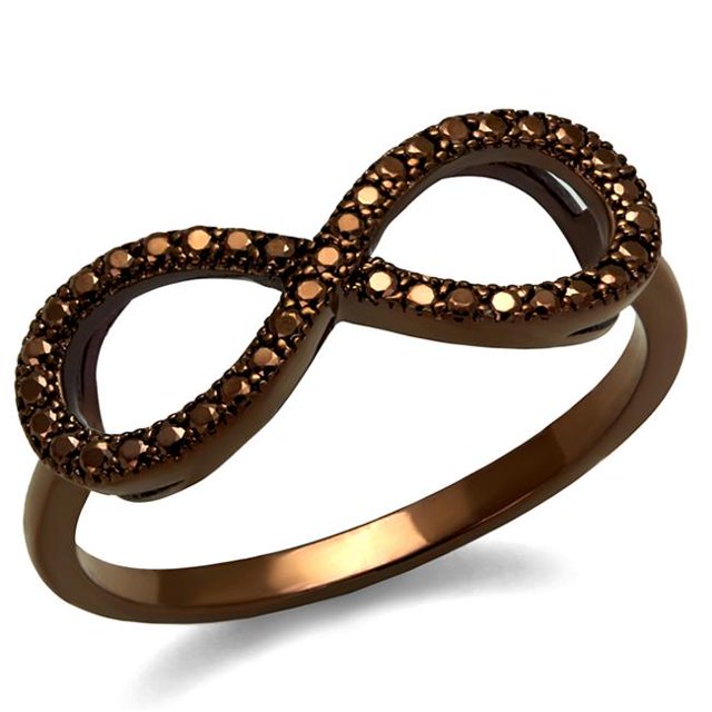 Women IP Coffee Light Brass Ring with AAA Grade CZ in Light Coffee - Size 6