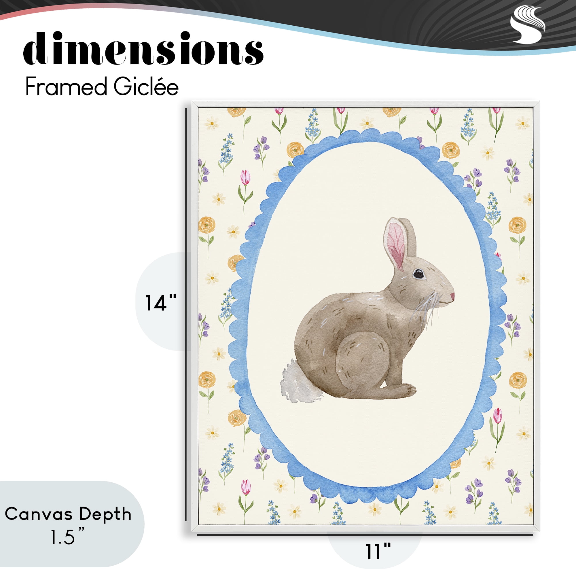 Stupell Industries Delicate Spring Bunny Florals White Framed Giclee Art, design by Nina Jacobs