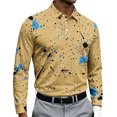 thumbnail image 2 of CCRFTGI Long Sleeve Polo Shirts for Men Print Breathable Classic Golf Casual Daily Tops Tees Shirts Light Brown 3XL, 2 of 4