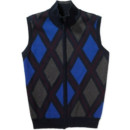 Men's Argyle Zip-Up Sweater Vest, Size 2XL