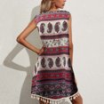 thumbnail image 6 of Babysbule Woman Summer Dresses Women Fashion Retro Sleeveless Round Neck Loose Casual Printed Tassel Dress, 6 of 7