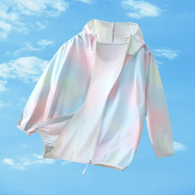 LOVZFMLL Jackets for Girls Summer Girls' Sun Protection Clothing With Protective And Friendly Ice Jacket And Dry Zipper Hooded Top Suitable For Going Out 10-11 Years