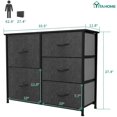 thumbnail image 3 of DEXTRUS 5-Drawer Fabric Dresser for Adults, Black & Grey Storage Organizer with Wood Top for Hallway, 3 of 9