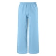 thumbnail image 4 of SGFCWSX Boys Girls Casual Linen Pants Elastic Waist Cropped Straight Leg with Pockets Lightweight Summer Wear for Teens Blue Size 14, 4 of 7