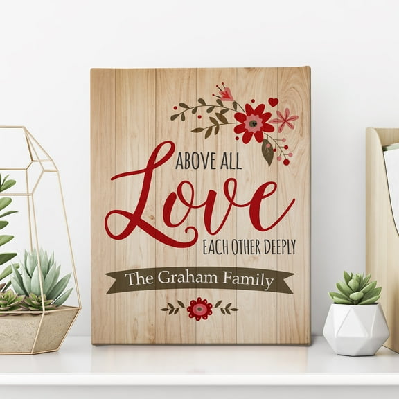 Above All Love Personalized 11 x 14 Wall Canvas