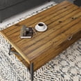 thumbnail image 2 of Artum Hill Hudson Pine Brown 48" Rectangle Coffee Table with Shelf and X-Base Metal Legs, 2 of 7