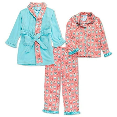 Bunz Kidz Girl's Turquoise Owl Robe and Pajama Set, Size 4