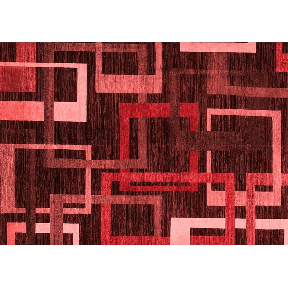 Ahgly Company Indoor Rectangle Oriental Red Modern Area Rugs, 2' x 4'