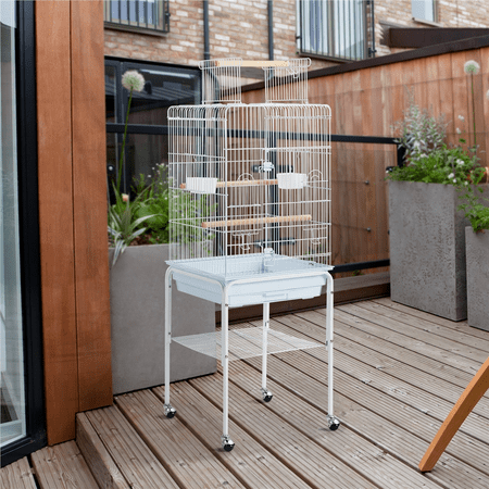 Yaheetech 47-inch Play Top Bird Cage w/ Detachable Rolling Stand, White