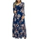thumbnail image 1 of Vestido de gasa con estampado de manga larga y cuello en V de hilo de red sexy para mujer Fridja  qw4635, 1 of 8