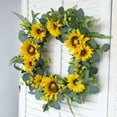 thumbnail image 6 of Morttic 18”Artificial Sunflower Spring Wreath Rustic Farmhouse Decorative Floral Wreath for Front Door Window Wedding Outdoor Wreath, Yellow, 6 of 8