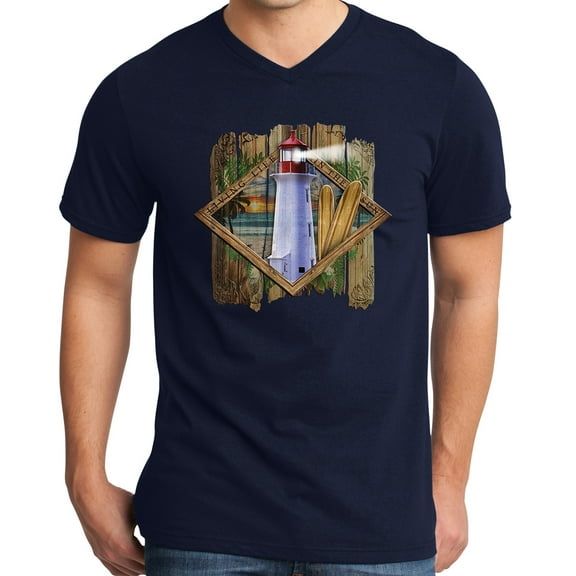 Manu Bay Surf Company SURF LIGHTHOUSE Surfer T-shirt, Small New Navy