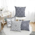 thumbnail image 2 of 4 Pieces Cushion Cover Geometric Pattern Decorative Cushion Cover Cotton Linen Pillowcases (40 x 40 cm, Gray), 2 of 4