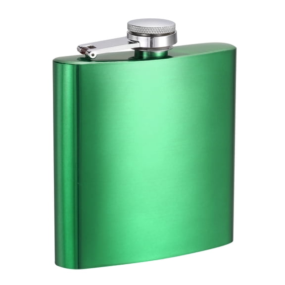 Uxcell 6oz 170ml Stainless Steel Hip Flask for Camping Hiking Outdoor Activity, Green