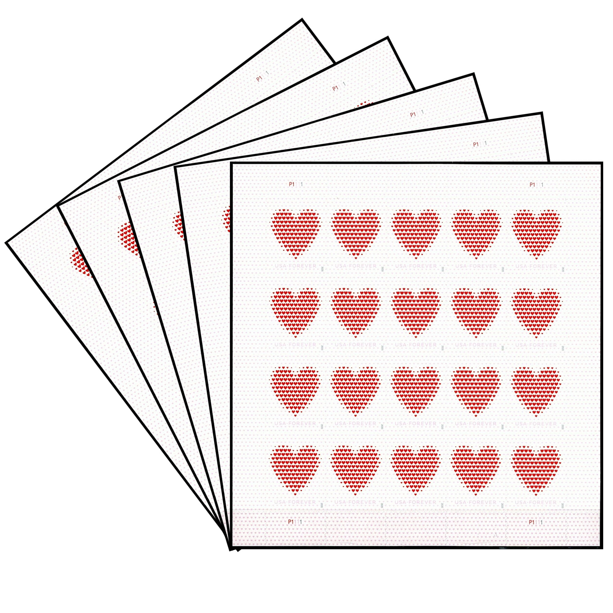 100 5 sheets of 20      100 stamps total USPS Hearts Blossom Forever Stamps