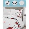 thumbnail image 4 of Quilts Twin Size Bedding Set, Red Poppy Flowers Lightweight Quilted Comforter, Spring Modern Abstract Floral Rustic Soft Reversible Bedspread Coverlet with Pillow Covers for All Season, 68" x 86", 4 of 7