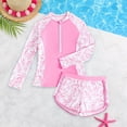thumbnail image 5 of SGMVNU Girls 2 Piece Swimsuits Rash Guard Long Sleeve Swim Top with Shorts Girl Swim Top Size 12 Cute Floral Bathing Suit(Size 9-10 Years,t1-Pink), 5 of 5