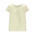 thumbnail image 6 of Dressy Blouses for Women Plus Size Crew Neck Short Sleeve Solid Color Pleated Front Tops for Women Beach Vacation Clothes Travel Business Casual Outfits, 6 of 9