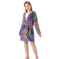 thumbnail image 4 of Topgal Rainbow Black Leopard Robe for Girls Fleece Toddler Kids Teen Spa Hooded Bathrobe Size 18, 4 of 7